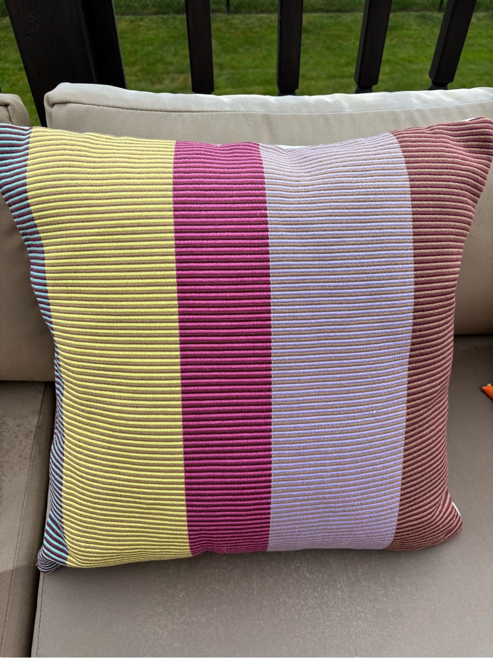 Striped Multicolor Ribbed Throw Pillow - Yellow, Pink, Lavender, Brown